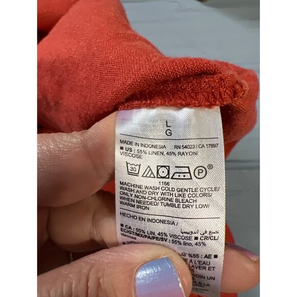 Old Navy Linen Blend Button-Down Shirt Dress L Lagenlook Beachy Boho Resort - Picture 5 of 9